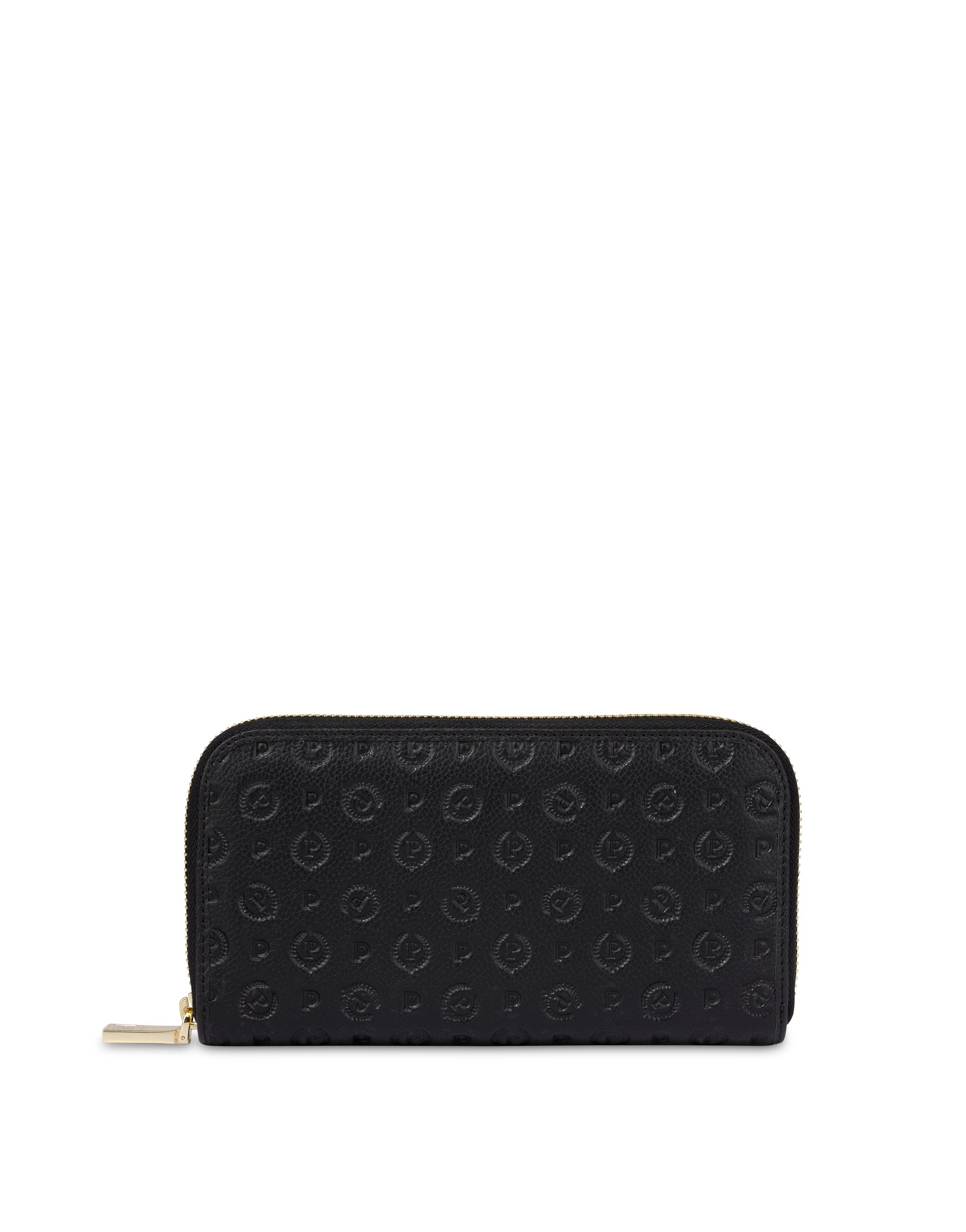 Portafoglio Zip Around Heritage Logo Embossed Nero