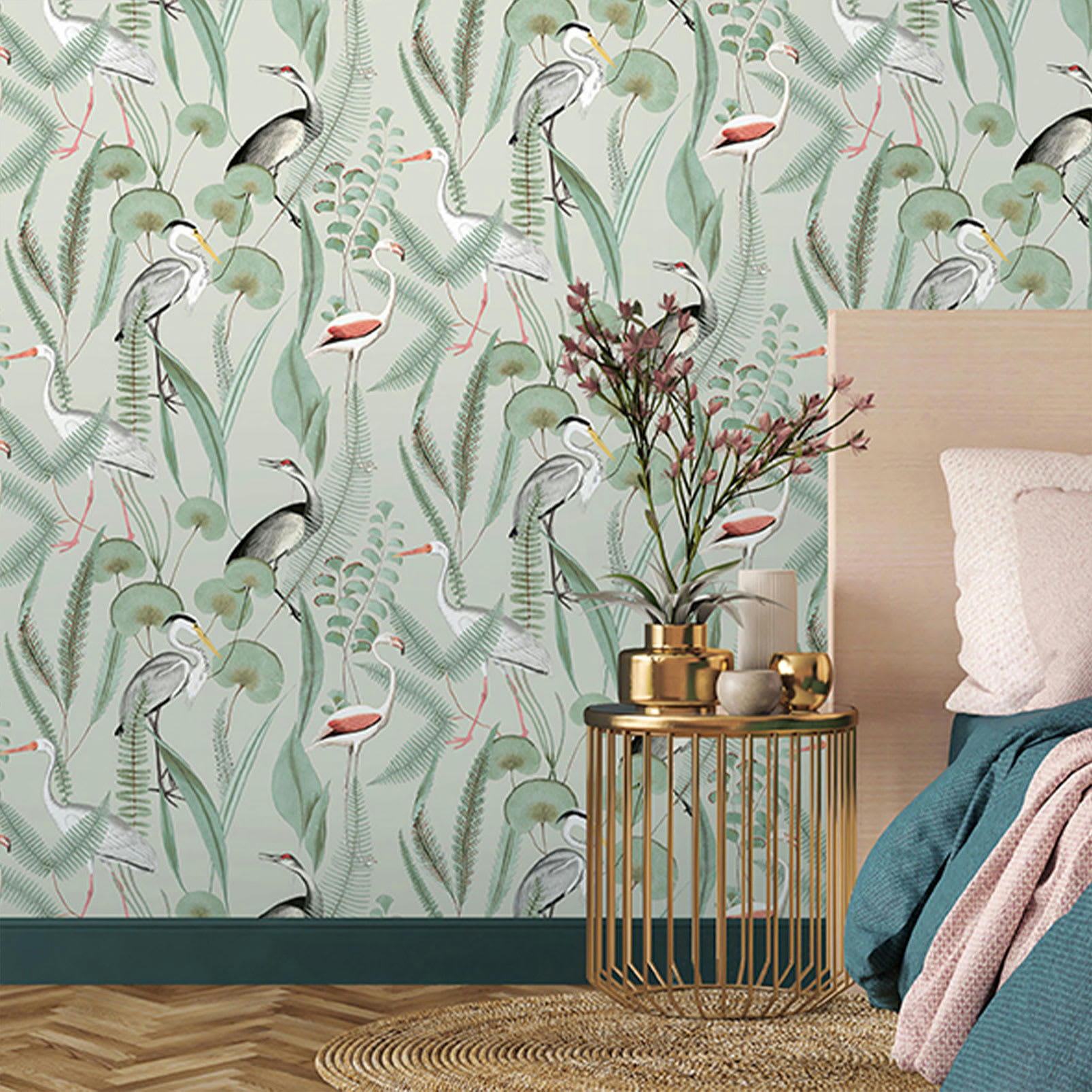 - Papier peint oiseaux Herons 0,53x10 mètrescm