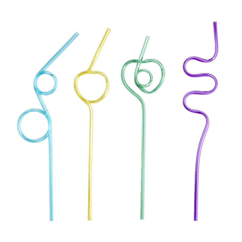 Lot de 4 pailles réutilisables plastique L24cm