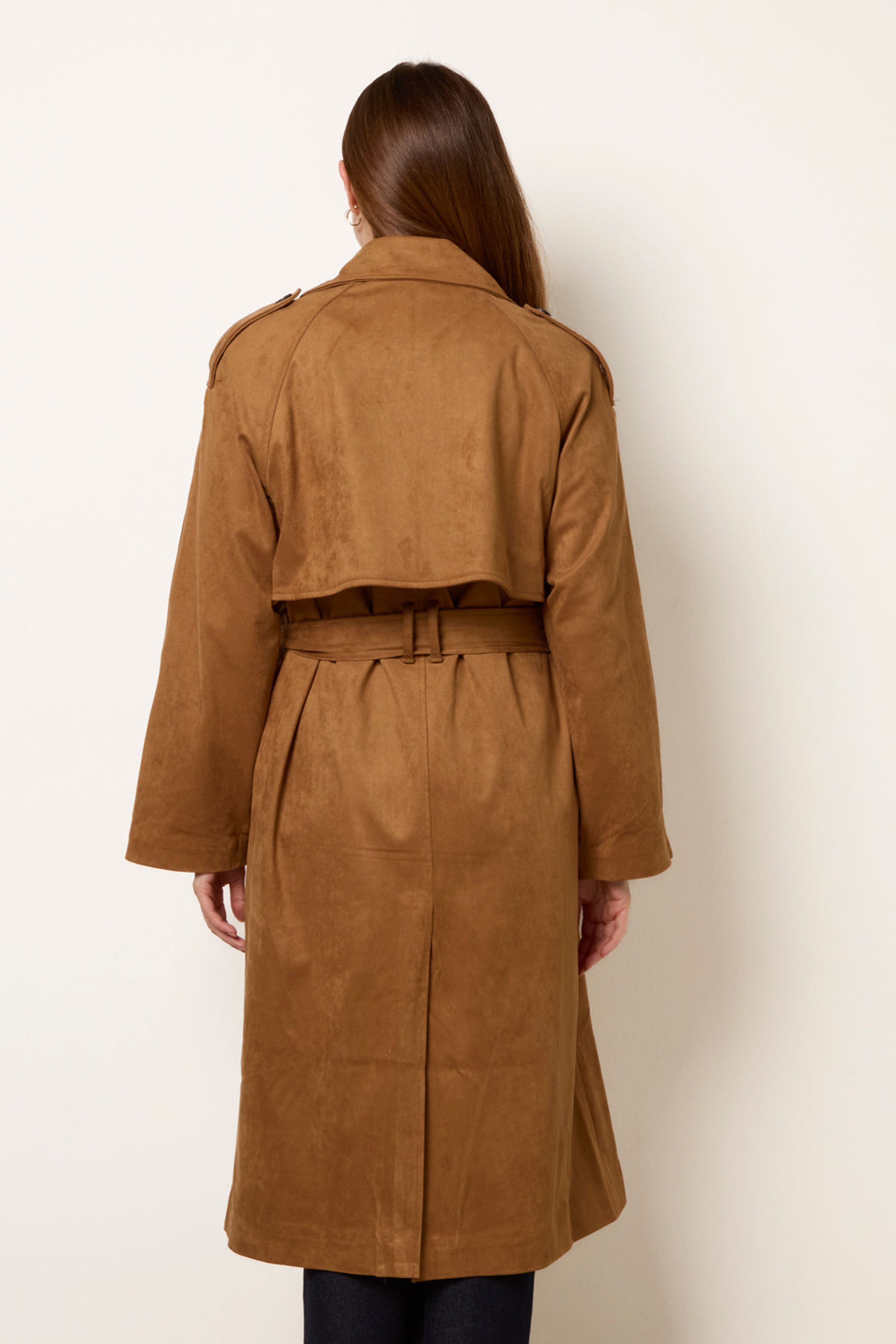 Blue Vanilla Light Tan Suedette Trench Coat