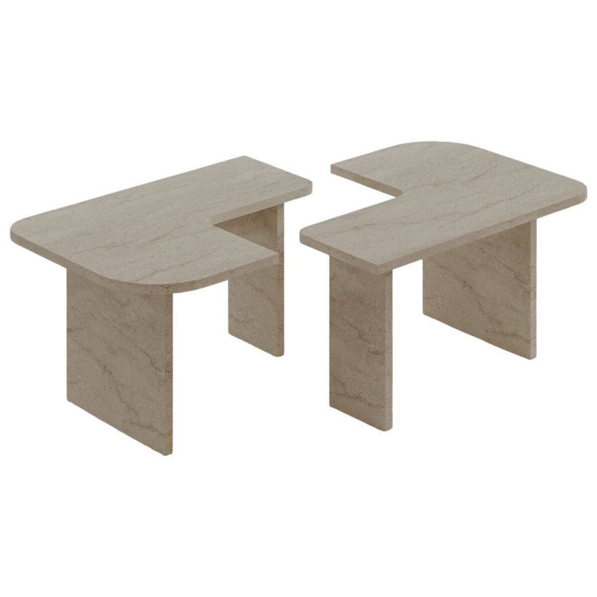 Calicosy - Set van 2 salontafels ADEL - Beige 90x45x35 cm