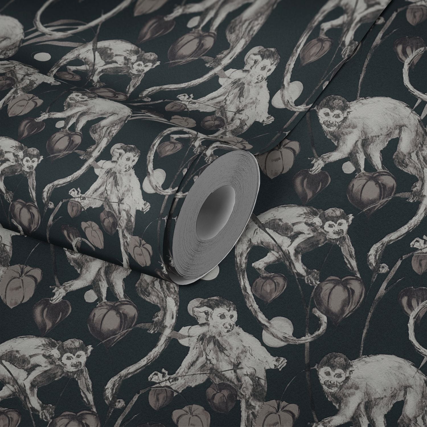 Livingwalls behang jungle-motief zwart en grijs - 53 cm x 10.05 m - AS-379822