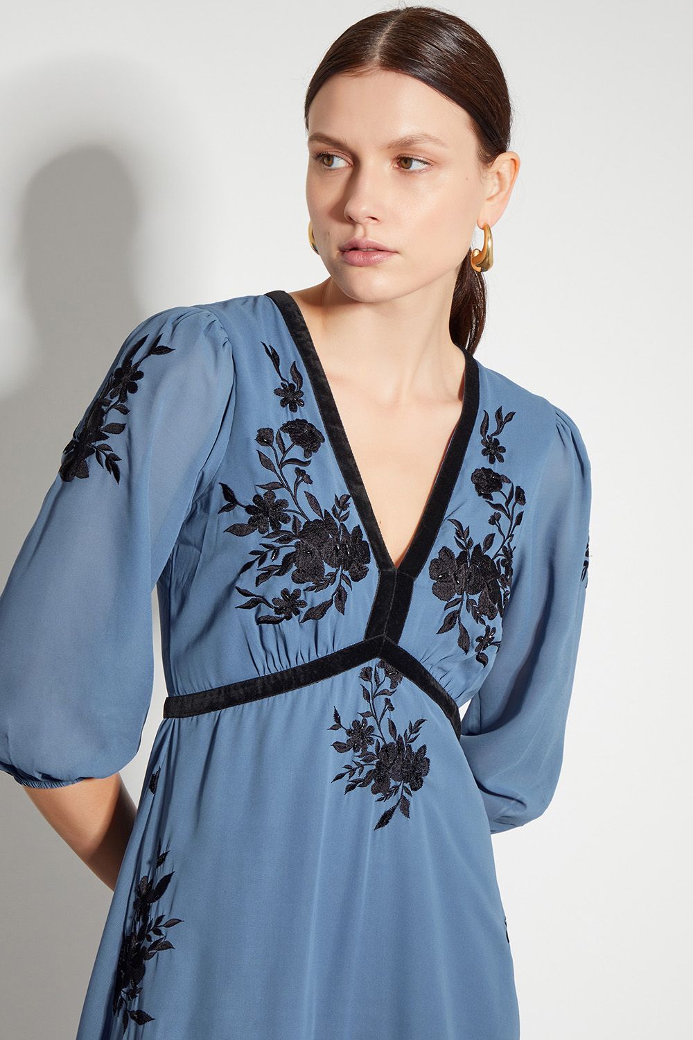 Monsoon Tessa V-Neck Floral Midi Dress