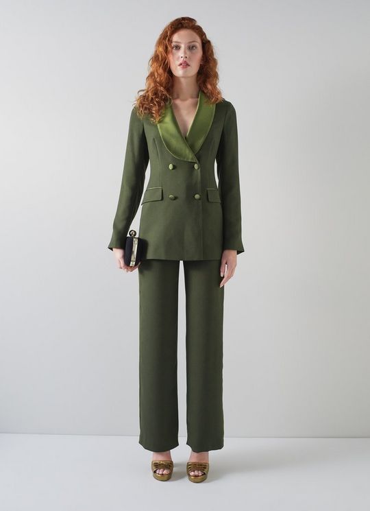 Jagger Green Crepe Tuxedo Trousers