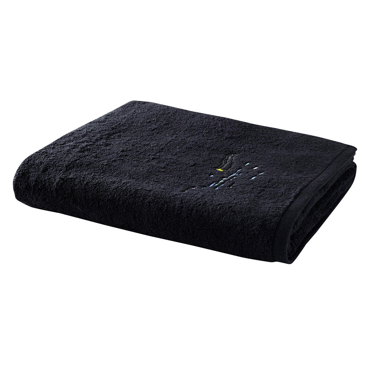 PISCINE - Drap de bain coton noir 90x150 cm