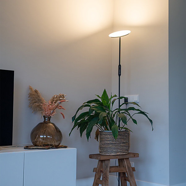 Lampadaire noir avec LED et télécommande - Bumu