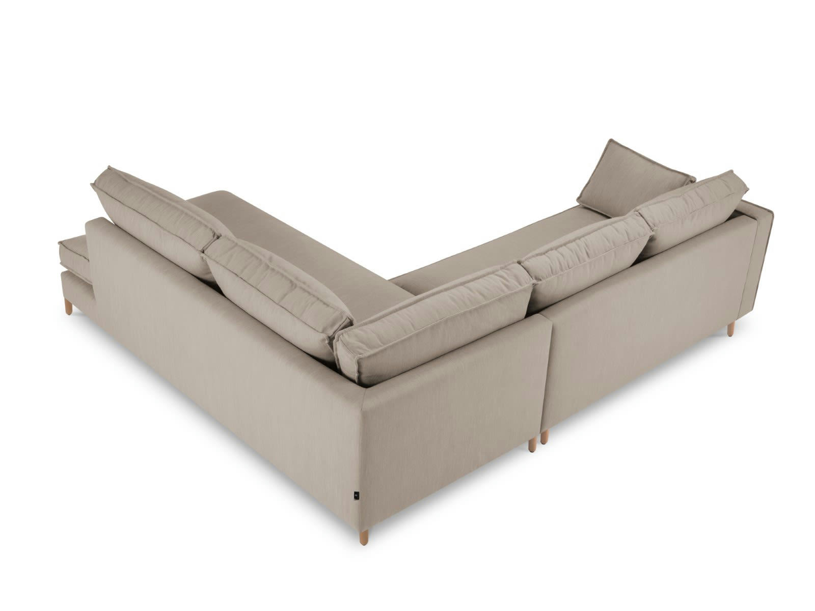 ALEXIS - Canapé D'Angle Droit 5 places en Tissu Structurel Beige Foncé