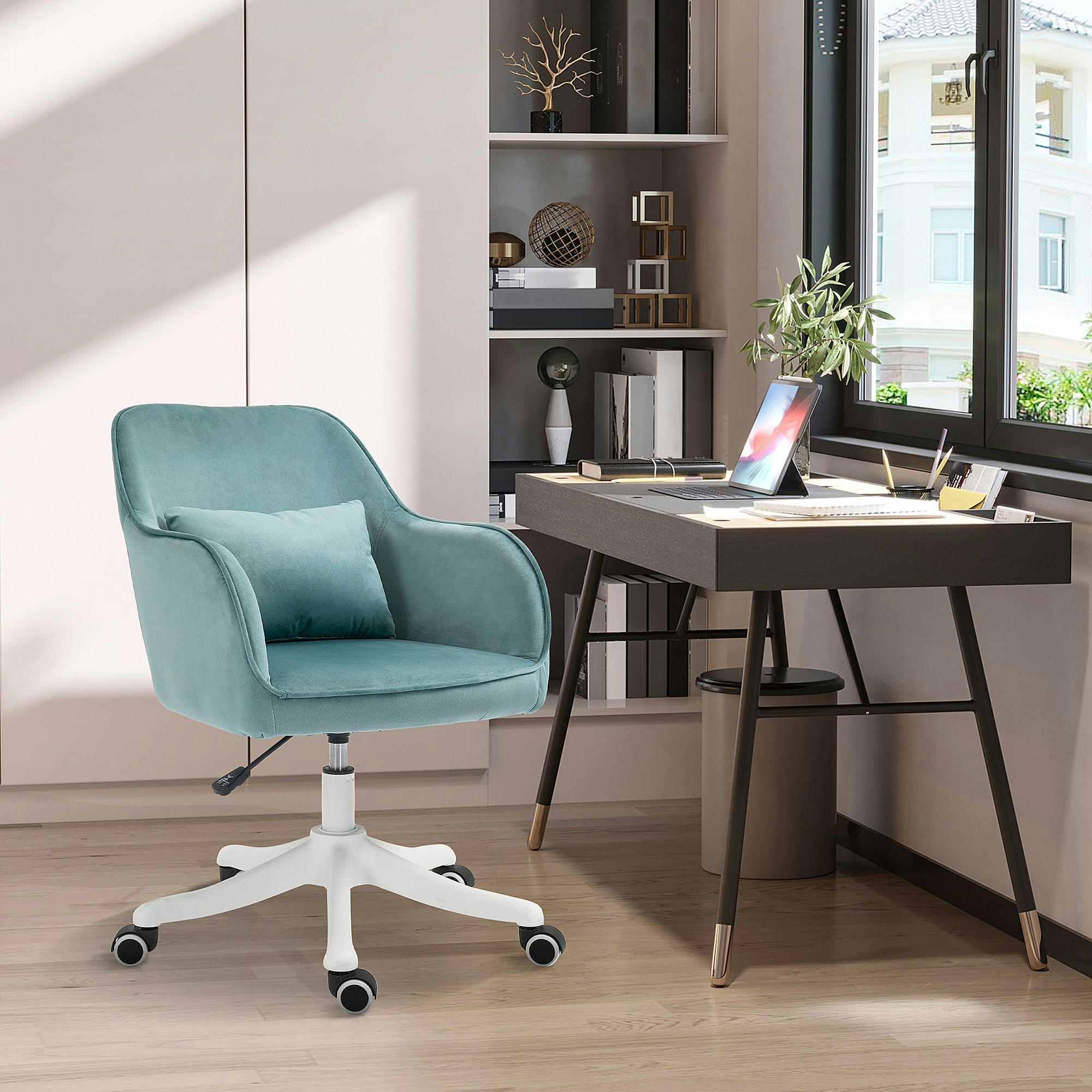 - Chaise de bureau massante velours vert menthe