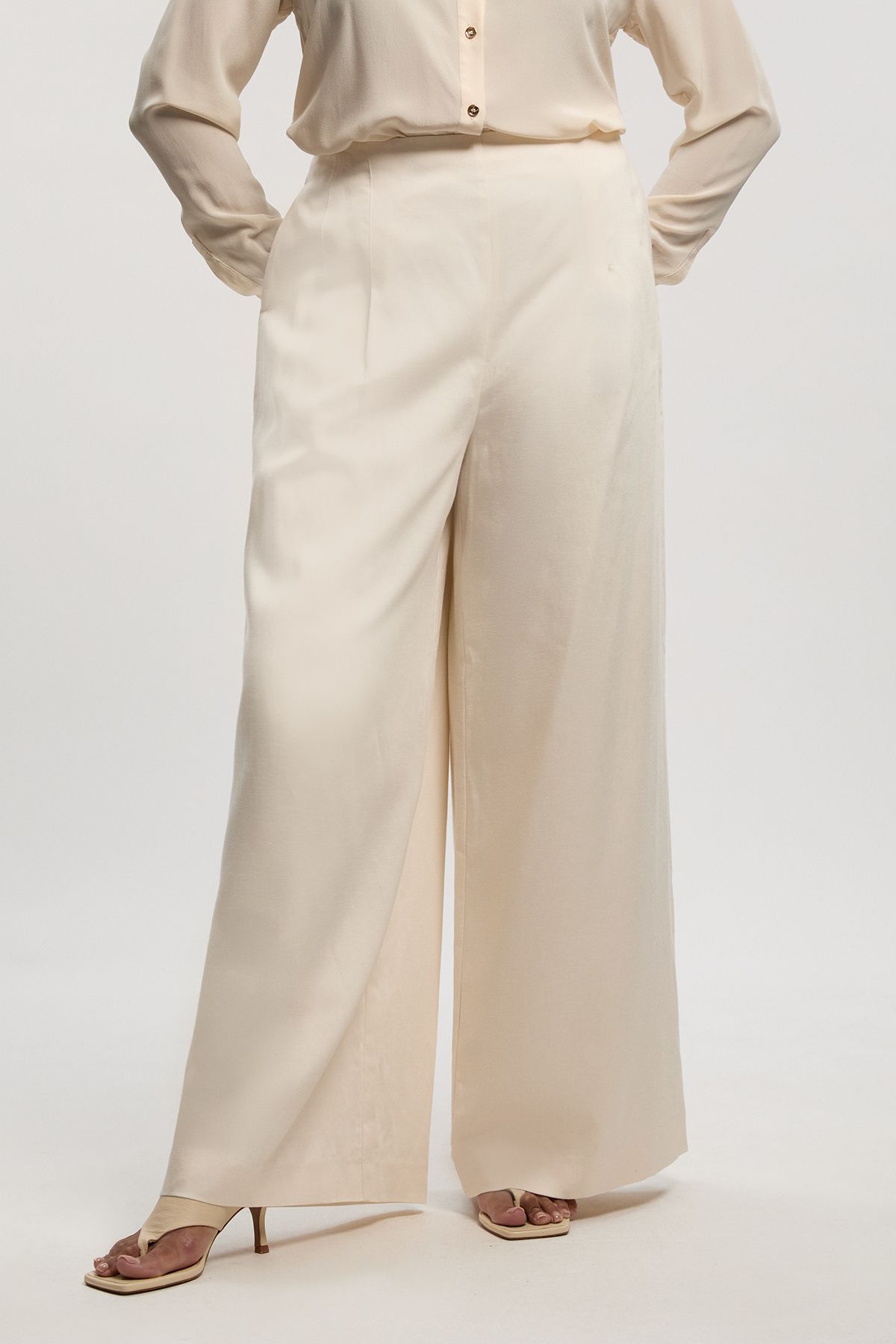 KarenMillen Plus Size Tailored Linen Wide Leg Trouser