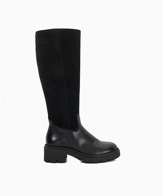 Tallon Black - Chunky Knee High Boots
