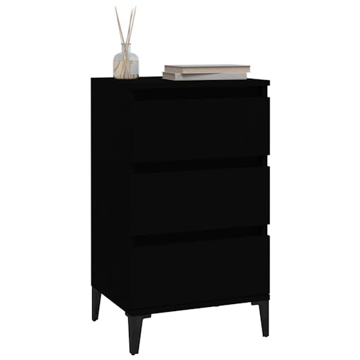 NNEVL Bedside Cabinet Black 40x35x70 cm Engineered Wood