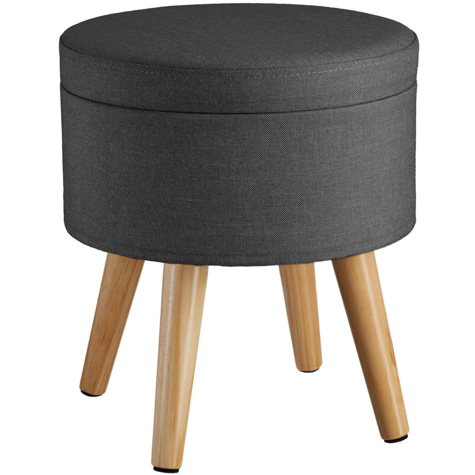 - Banc Tabouret Coffre de rangement Rond gris foncé