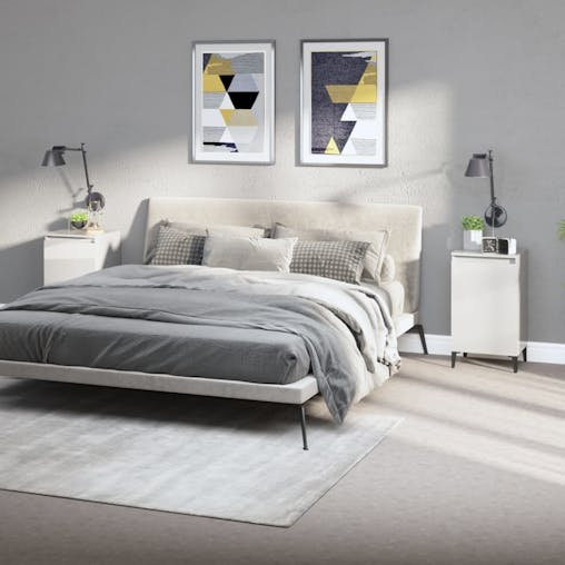 NNEVL Bedside Cabinets 2 pcs High Gloss White 40x35x70cm Engineered Wood