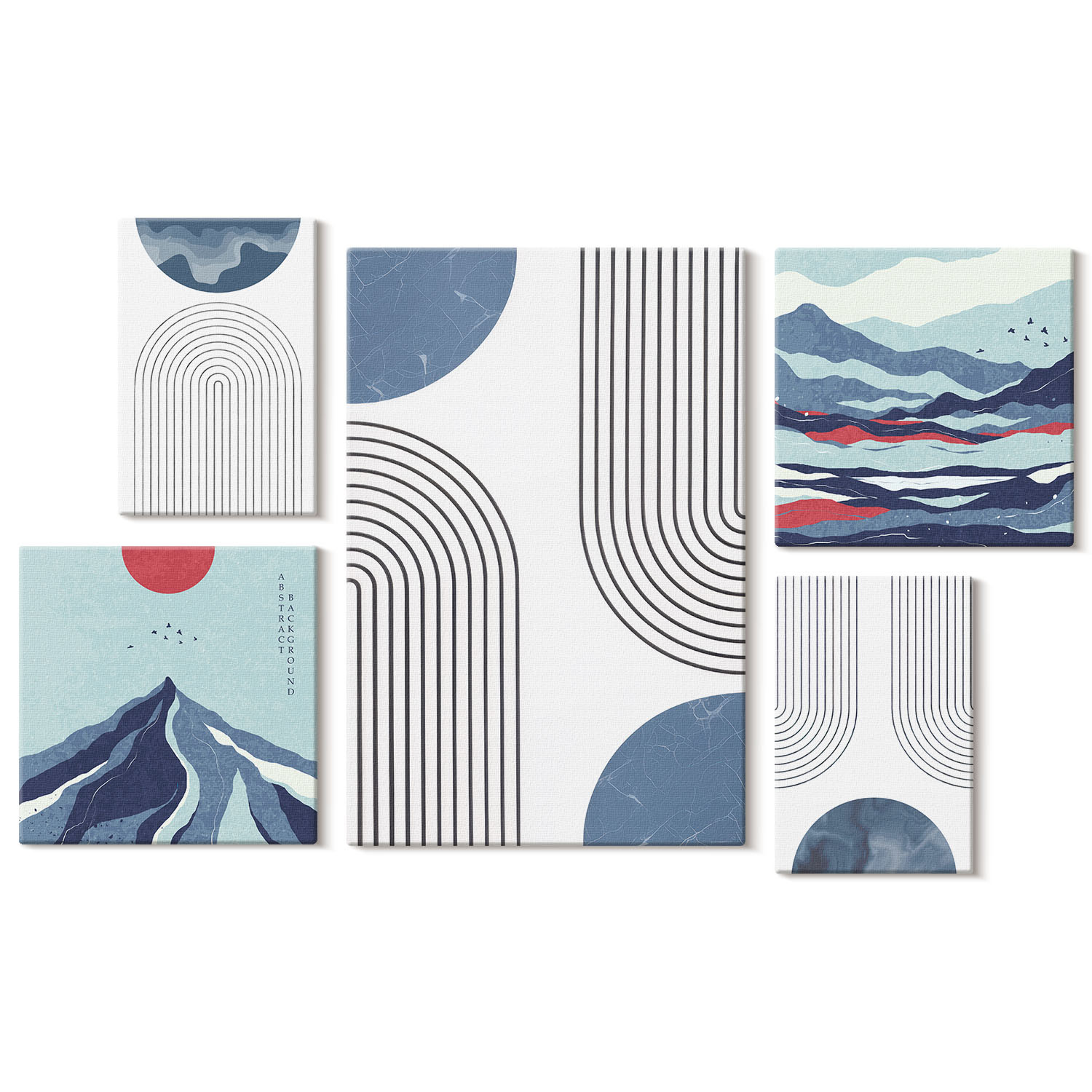 Obraz canvas 5 części Pejzaże geometryczne|20x30, 30x30, 40x60|Wallfluent