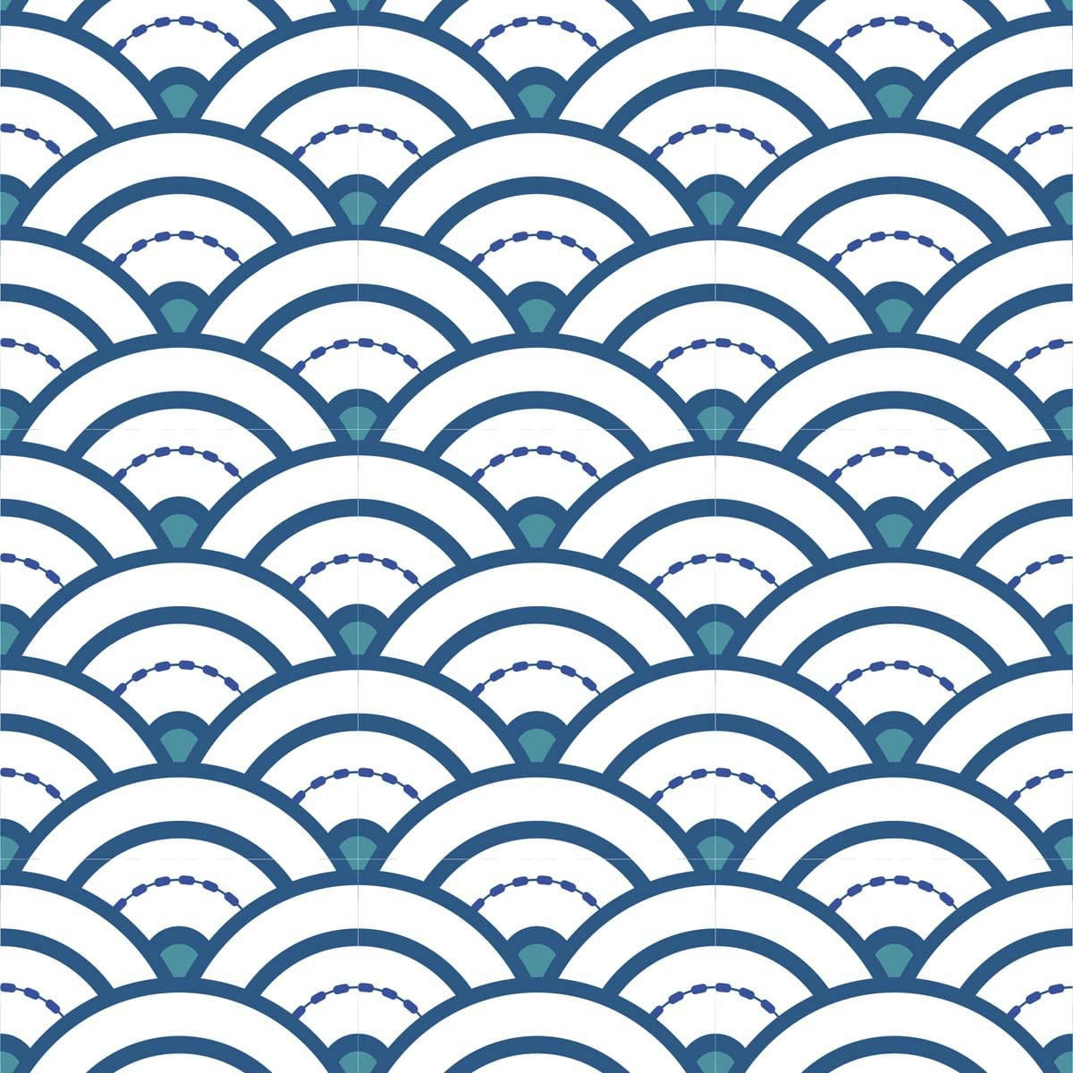 - Stickers carrelage 15 x 15 cm - Japon vague Bleu