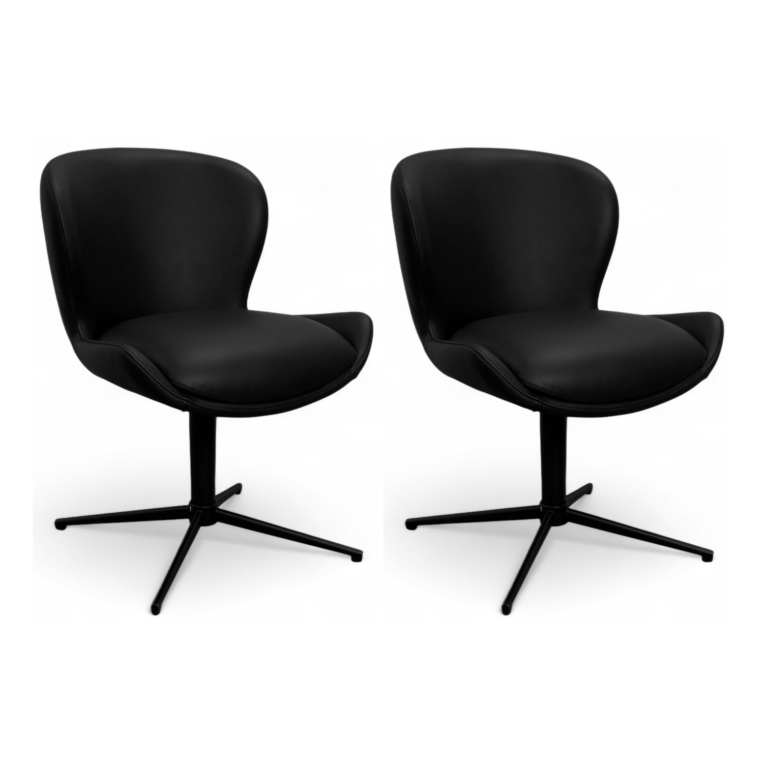 Furnhouse eetkamerstoel Nicklas - Zwart - Leer - Set van 2