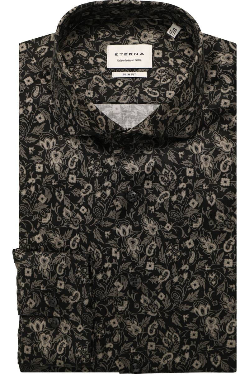 ETERNA Slim Fit Hemd anthrazit, Bedruckt