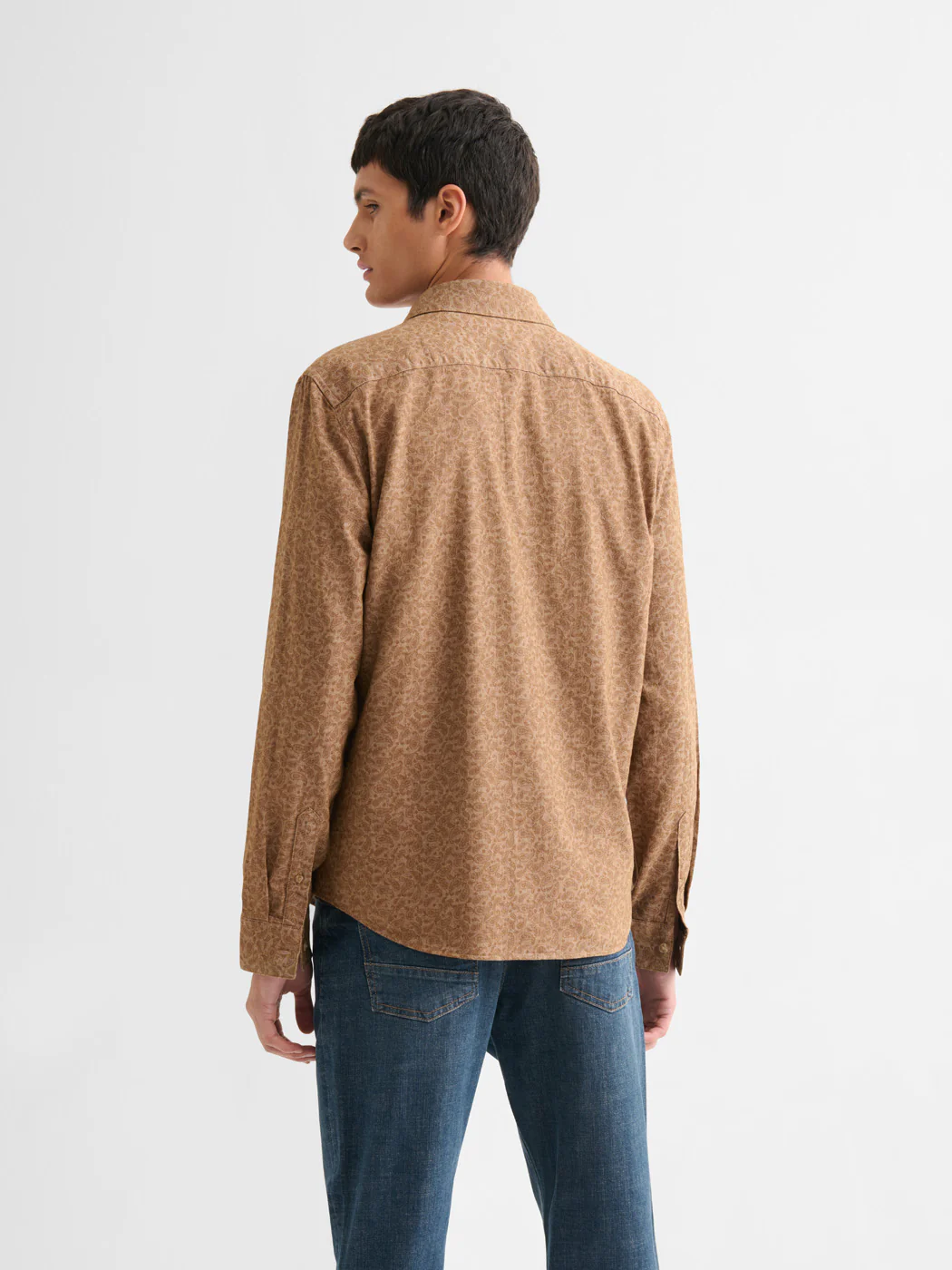 Chemise slim en coton lin à motif