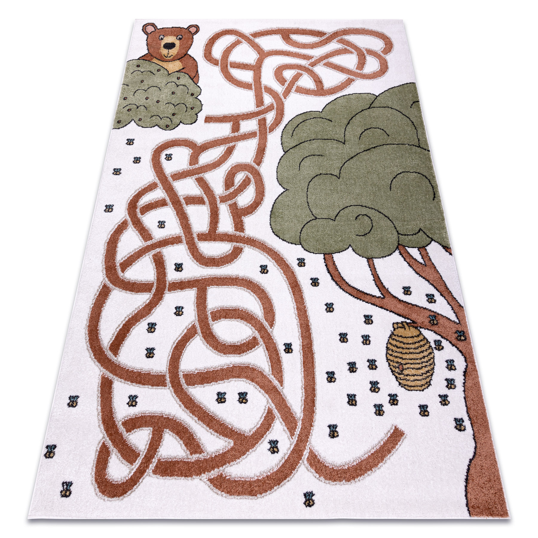 Dywan FUN Honey dla dzieci, niedźwiedź, pszczoły krem 80x150 cm
