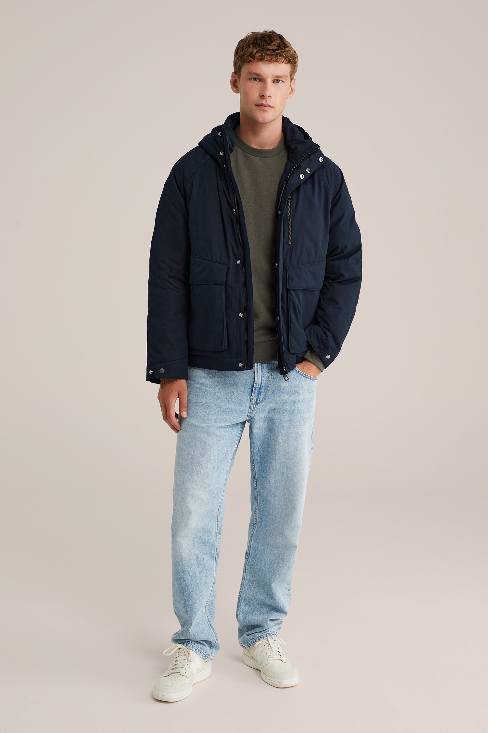 Heren gewatteerde jas met capuchon