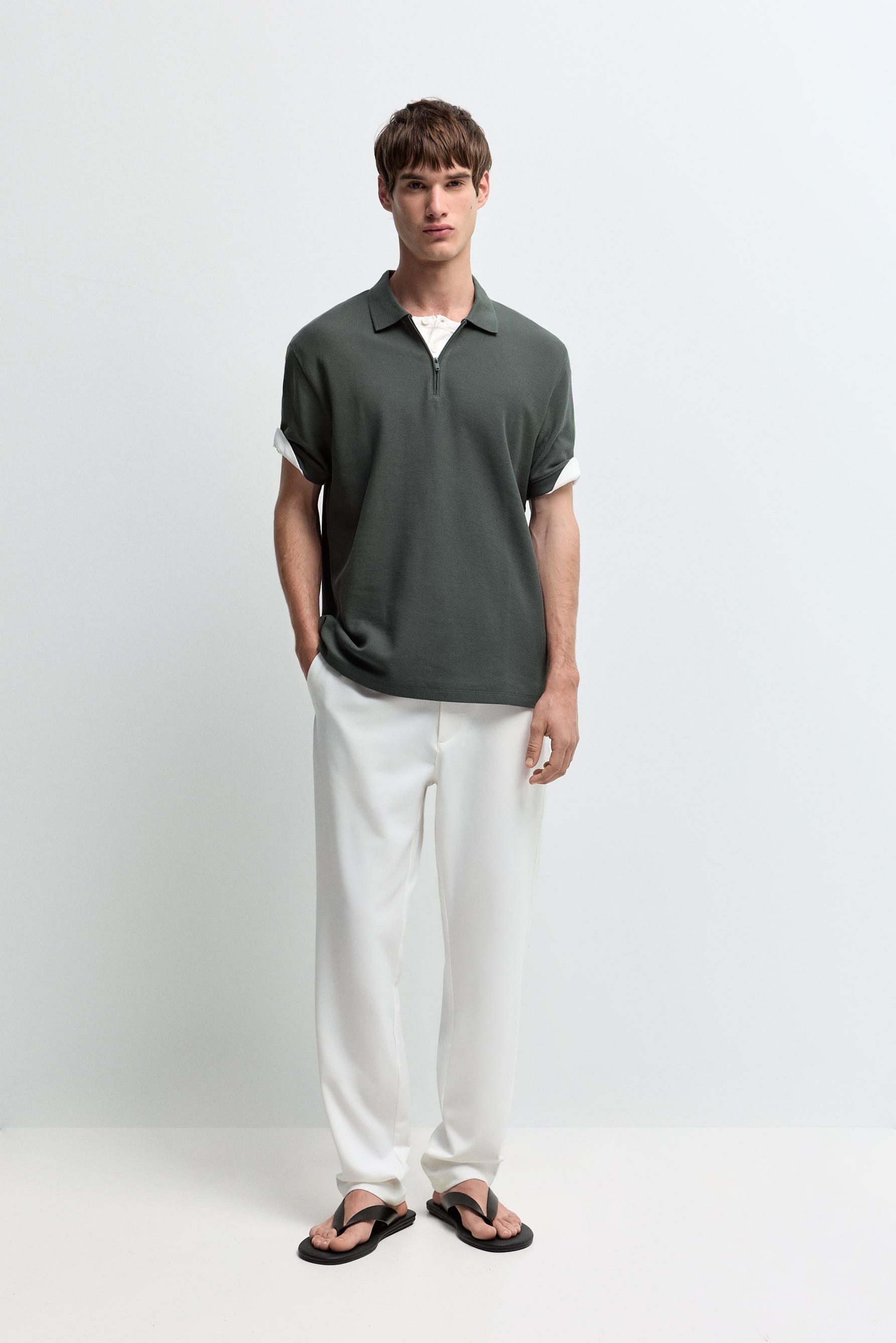 Polo textura cremallera