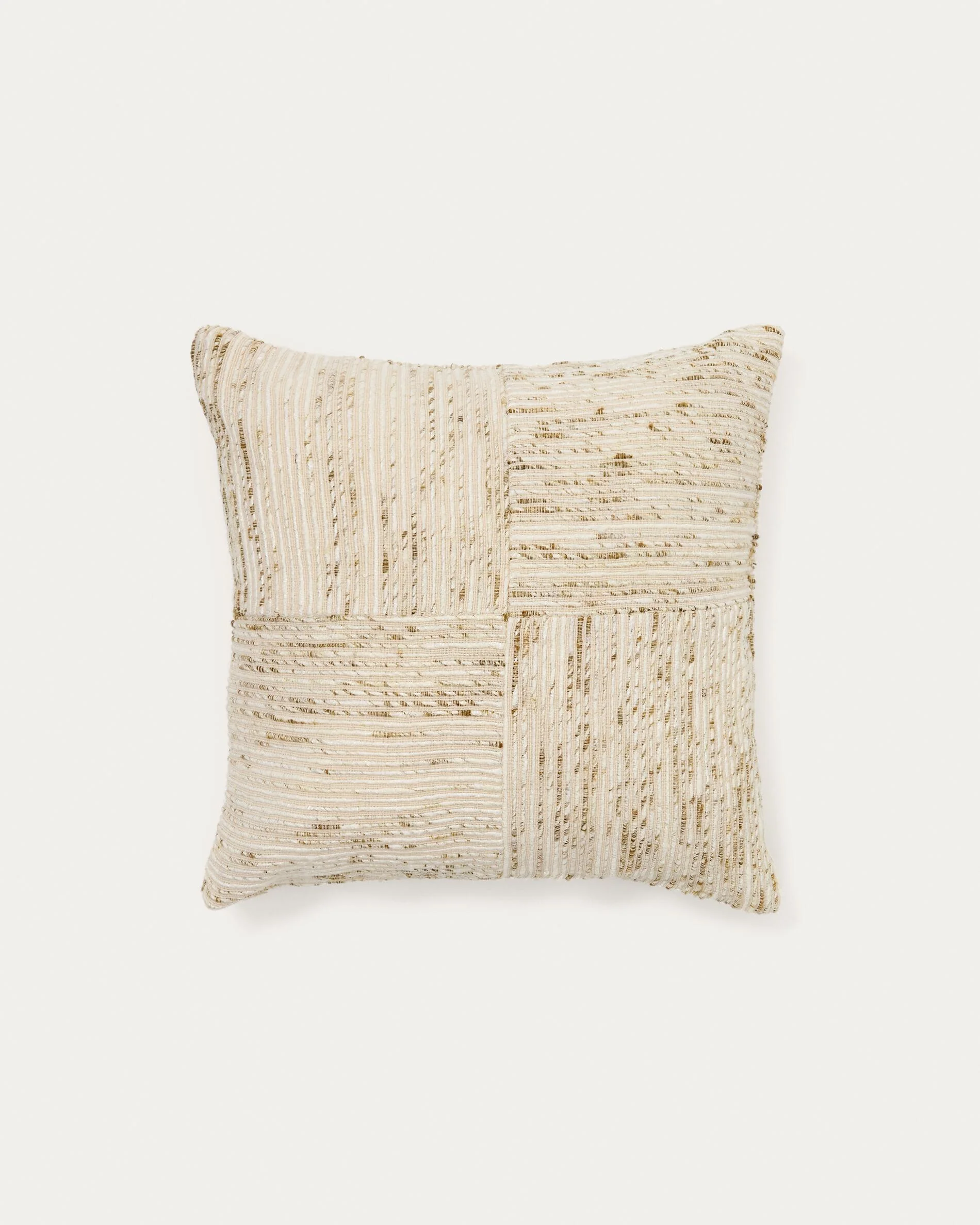 Anuba beige and green checked jacquard cushion cover 45 x 45cm