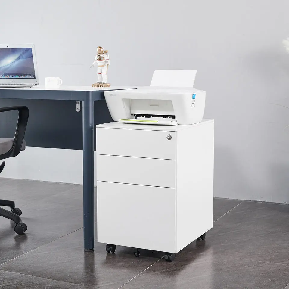 Afsluitbaar ladeblok / bureaukast 39x60 cm - 3 lades - Wit