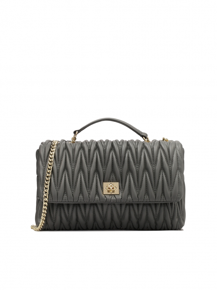 Grey chain handbag with striking quilting