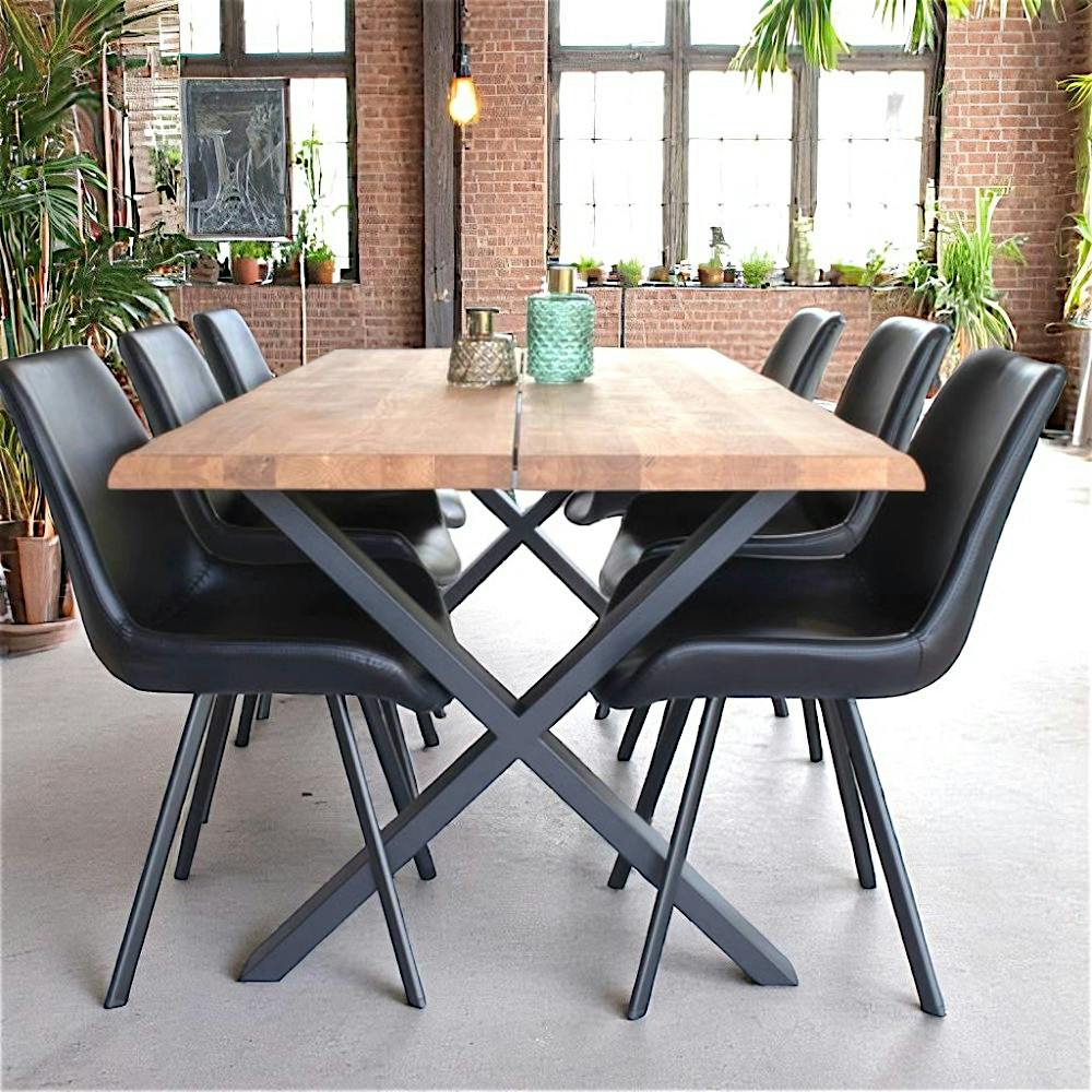 Table à rallonge en bois de chêne clair avec bordures naturelles 200 cm SAVONE