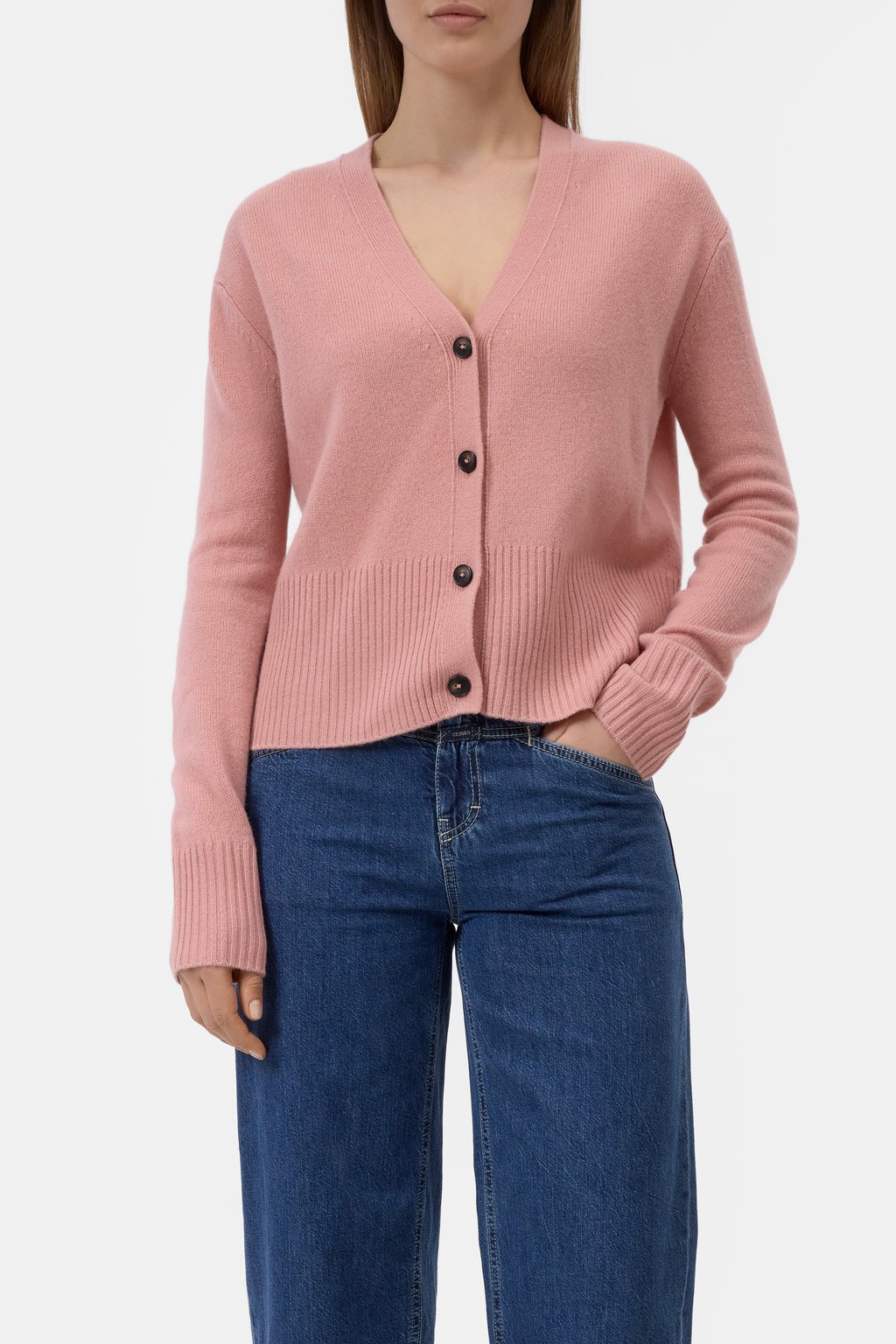 Woll-Cardigan mit V-Ausschnitt