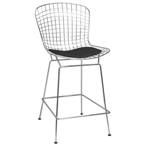 Carbon Loft Flossie Chrome Wire Counter Stool with Faux Leather Interchangeable Seat Pads