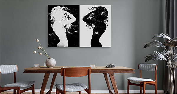 Image Sur Toile Silhouettes De Femmes 70cm x 50cm- Parfait pour décorer votre salon, chambre ou bureau avec un design unique et