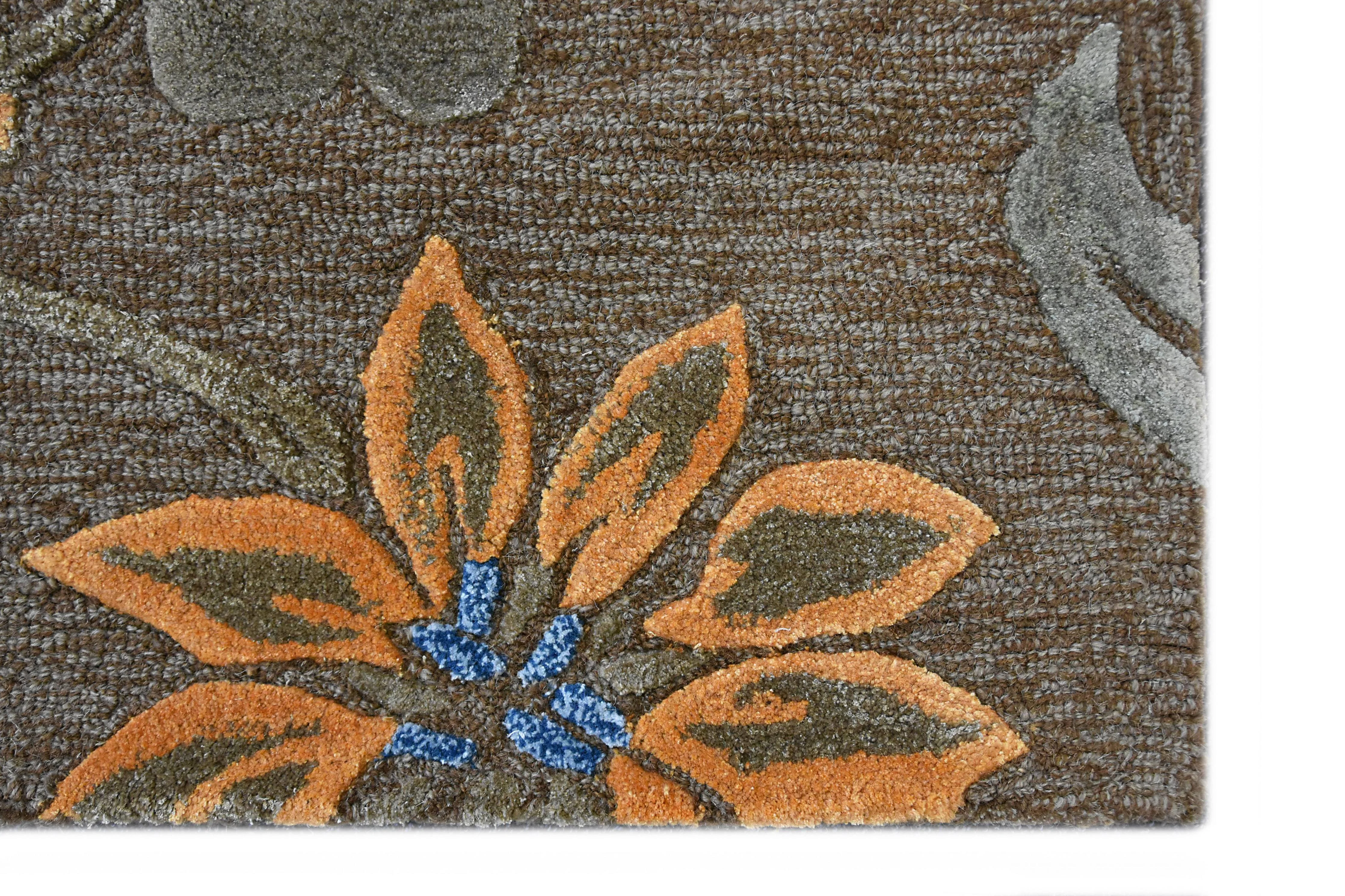 Vloerkleed Flowers handgemaakt wol
