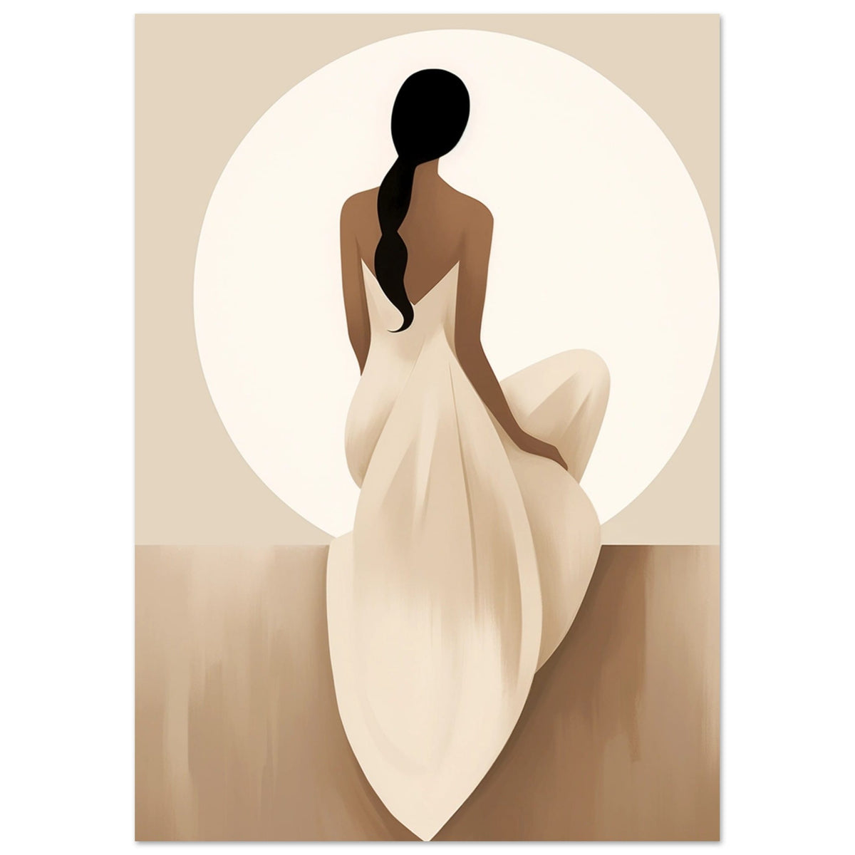 Artfulprints Poster Japandi The serene lady  - A4 21x29.7 cm - Bruin