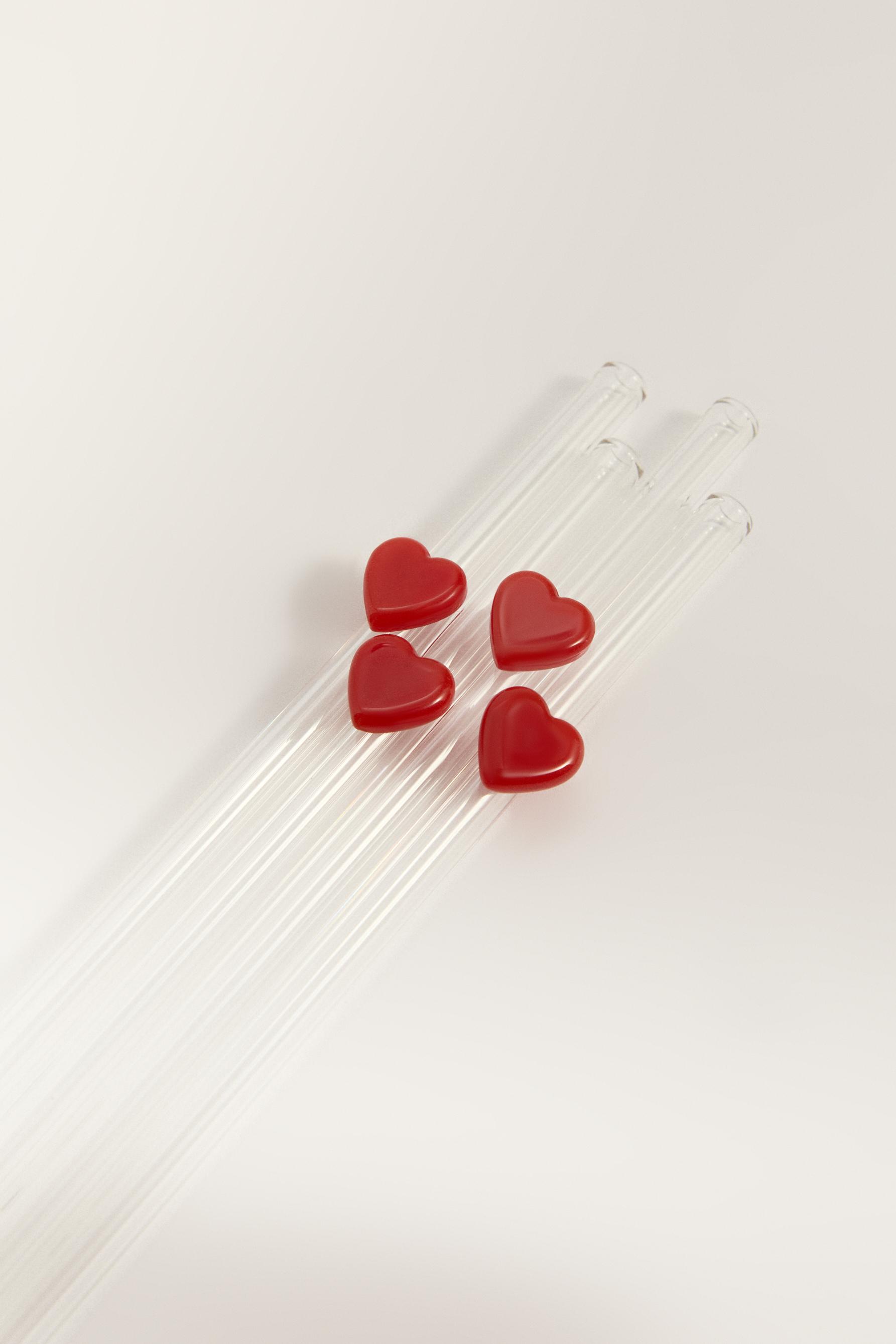 Pack 4 pajitas borosilicato corazones
