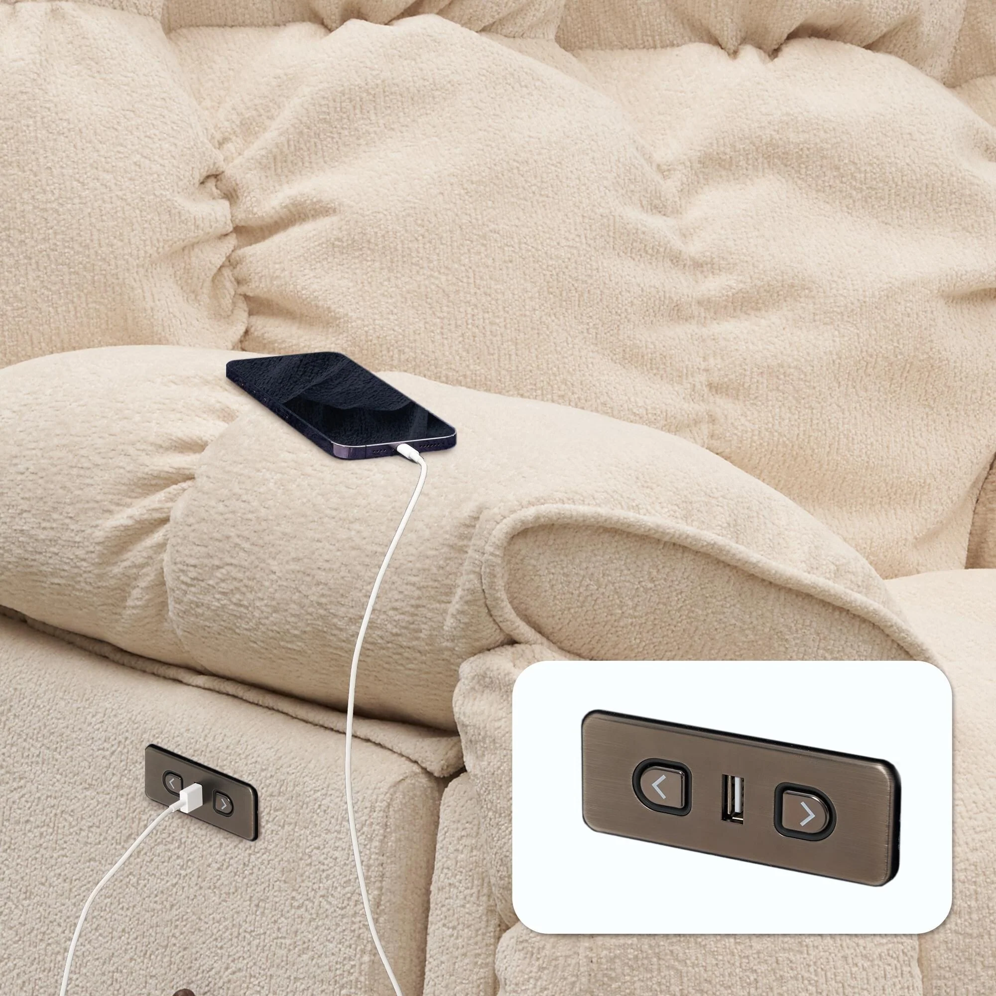 Fabric 360° Swivel Electric Recliner Chair with Glide Motion, High Backrest, and Multiple Recline Positions