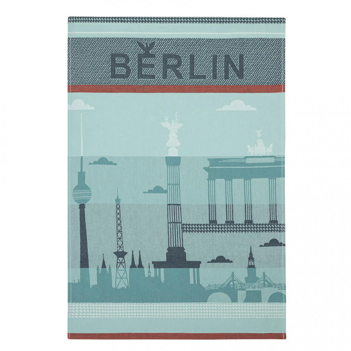 BERLIN CITY - Torchon en jacquard de coton bleu 50x75