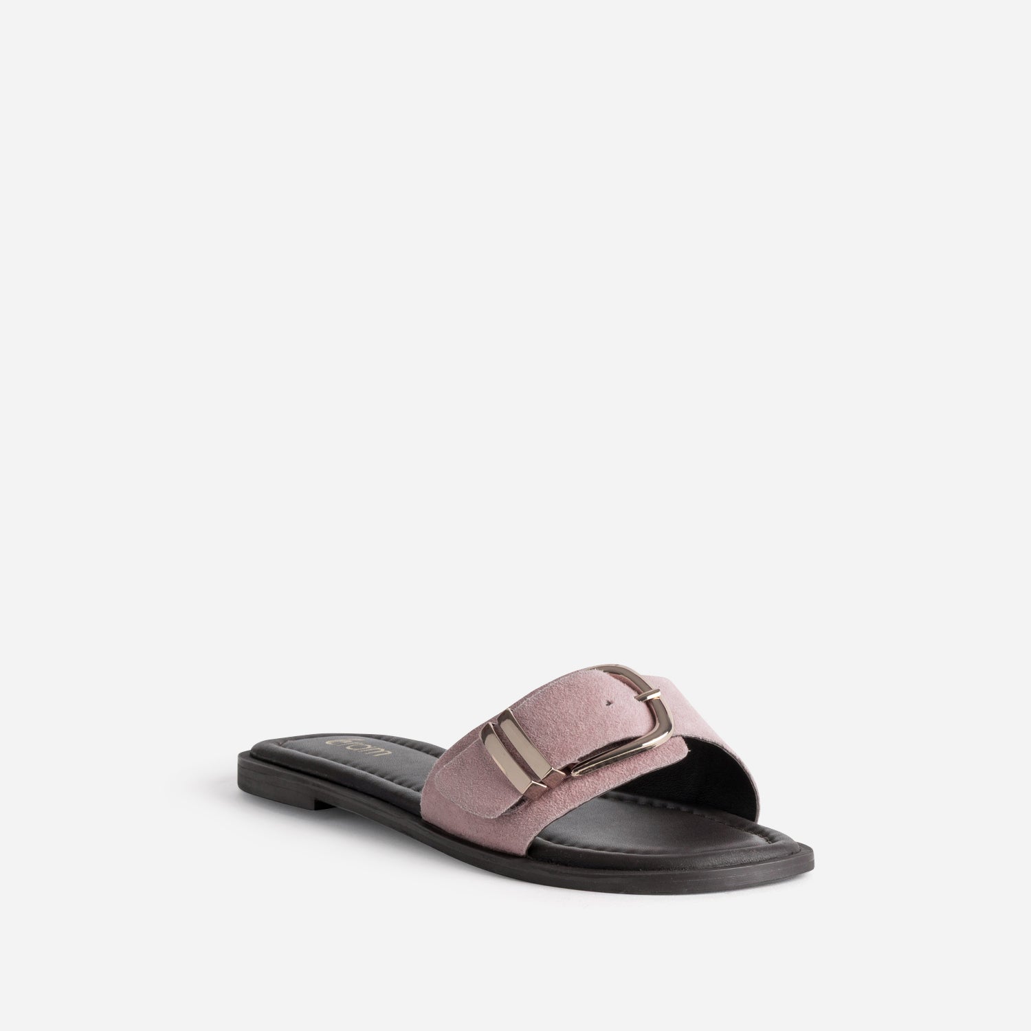 Mule rose cuir velours