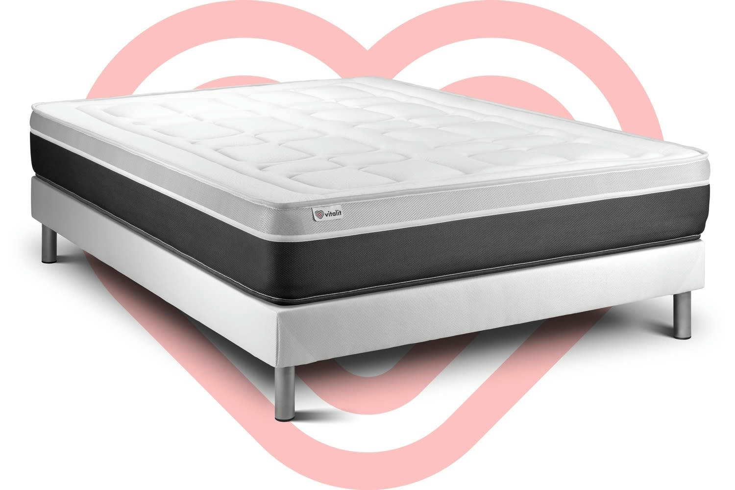 VITAL SOFT - Ensemble Mousse  à mémoire de forme 180x200cm kit Blanc