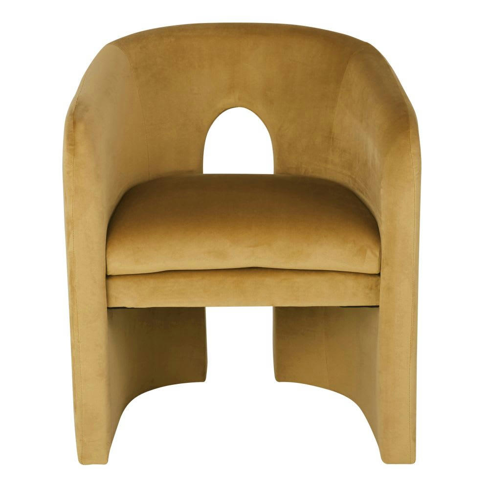 Chess - Fauteuil de table en velours ocre