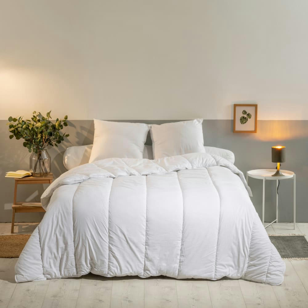 - Ensemble anti-acariens couette chaude 240x260cm + 2 oreillers 60x60cm