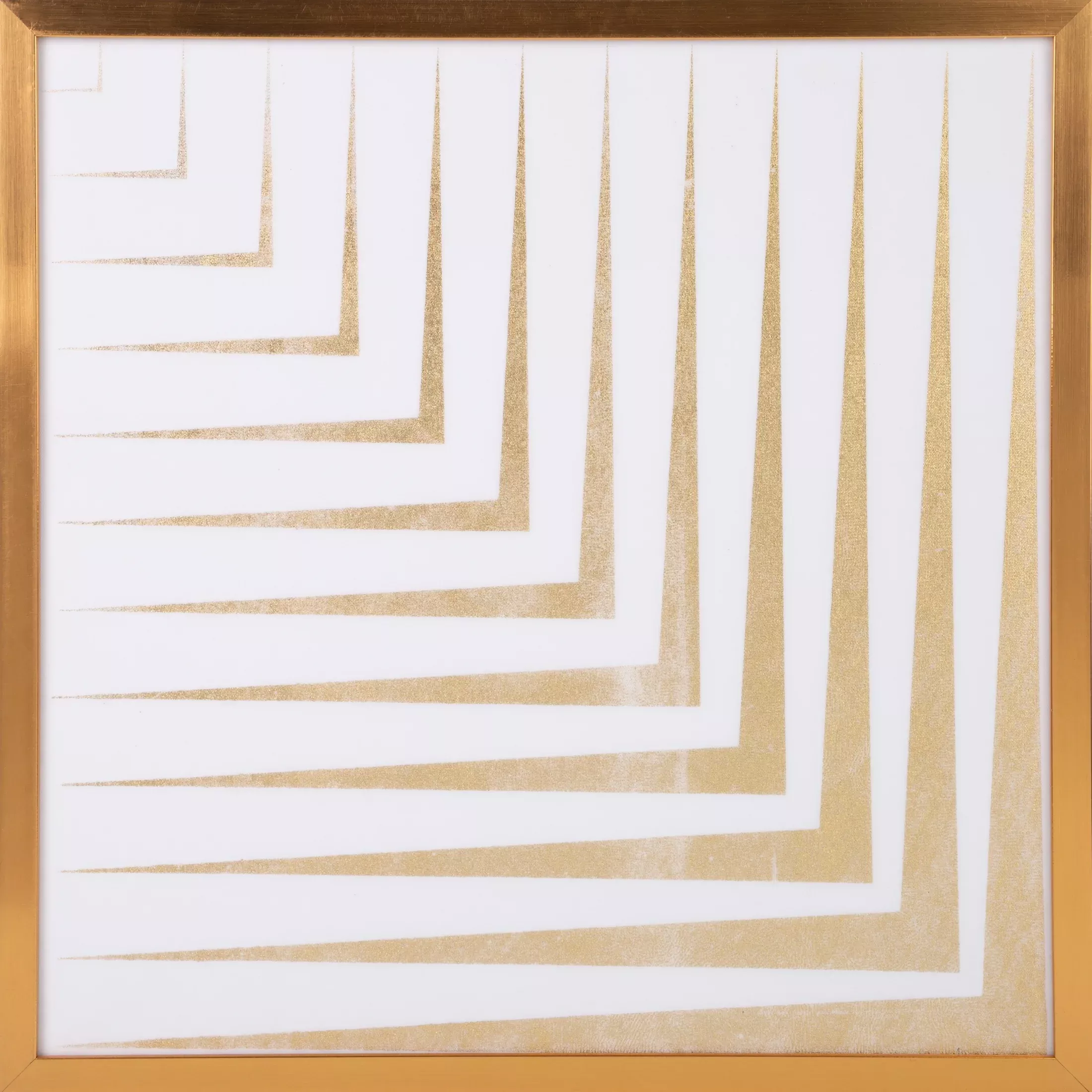 Obraz geometryczny biały ze złotym lśniącym nadrukiem w złotej ramie 53x53 cm BLANCA 3 LIMITED COLLECTION