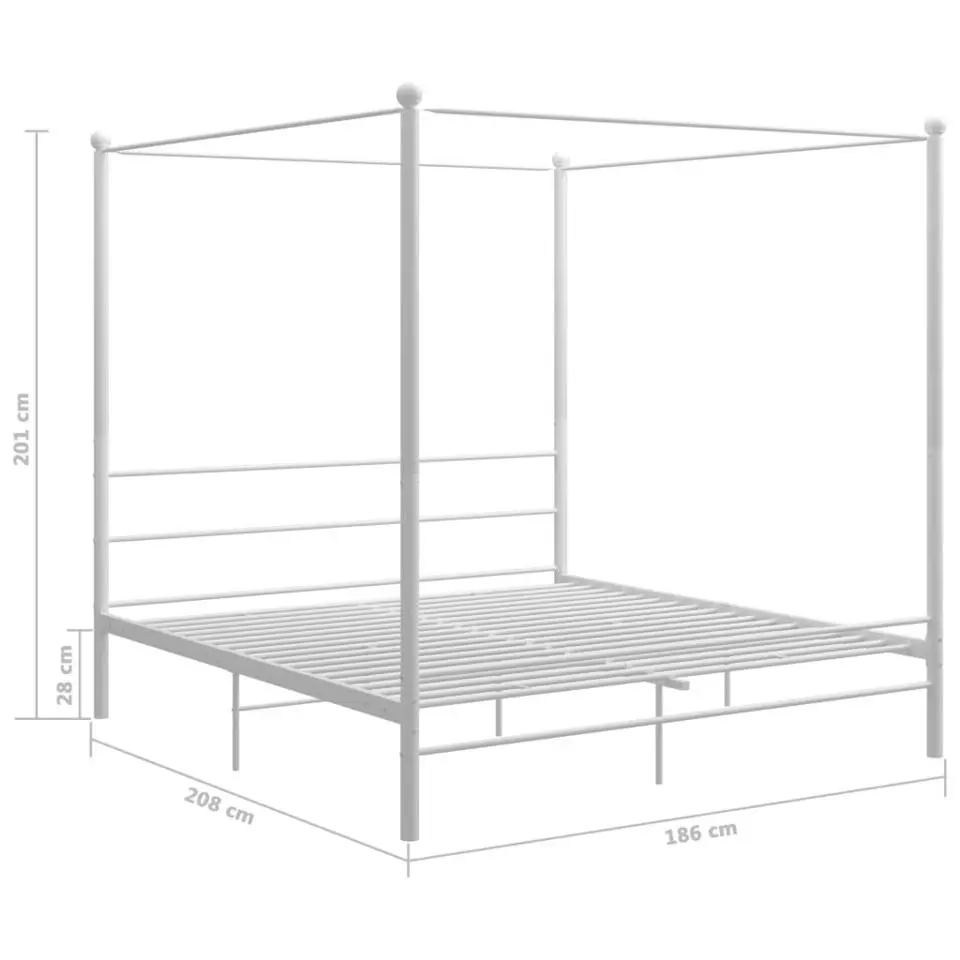 vidaXL - Hemelbedframe met latten - Wit - Metaal - 180x200 cm