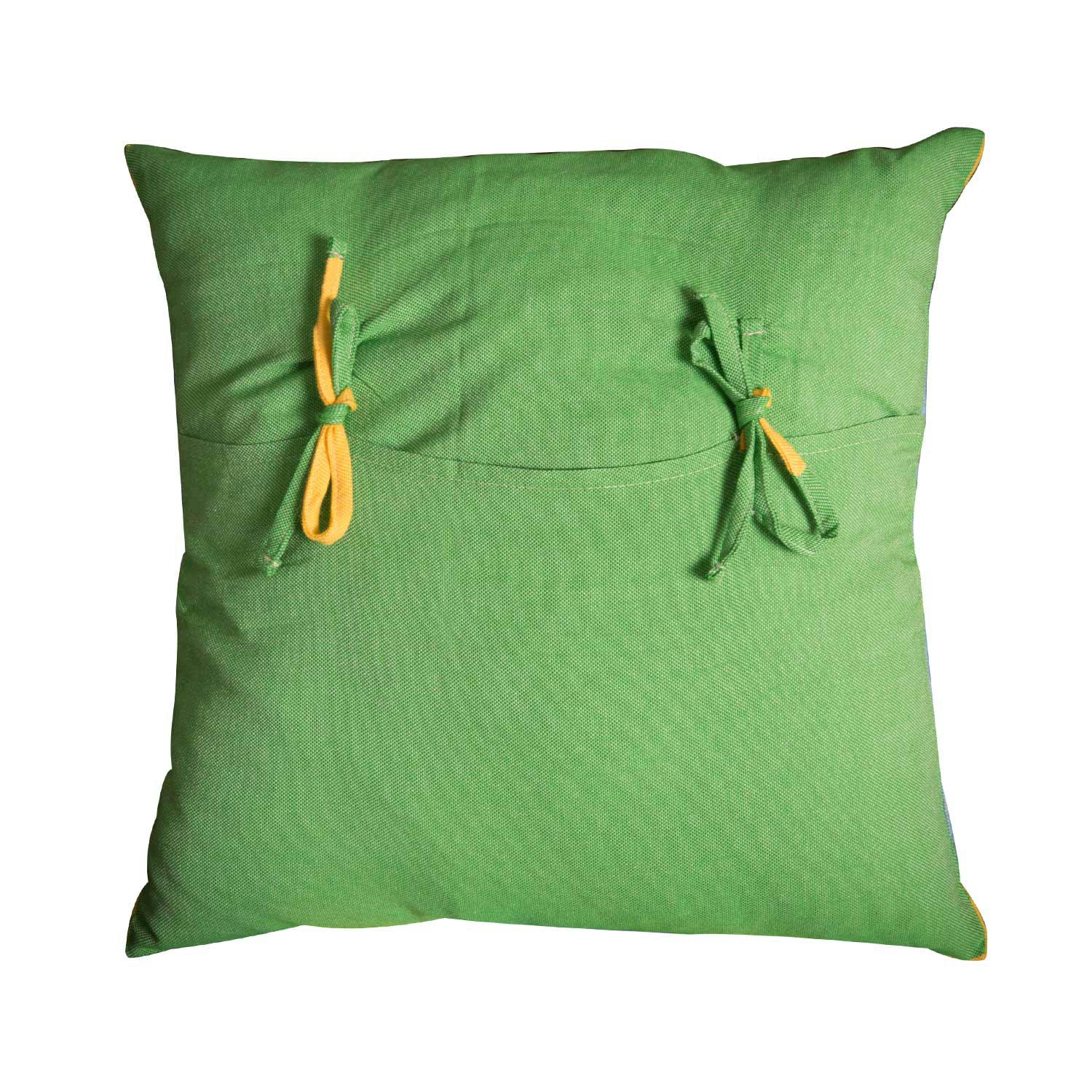 DJERBA - Housse coussin coton tricolore vert jaune turquoise 40 x 40