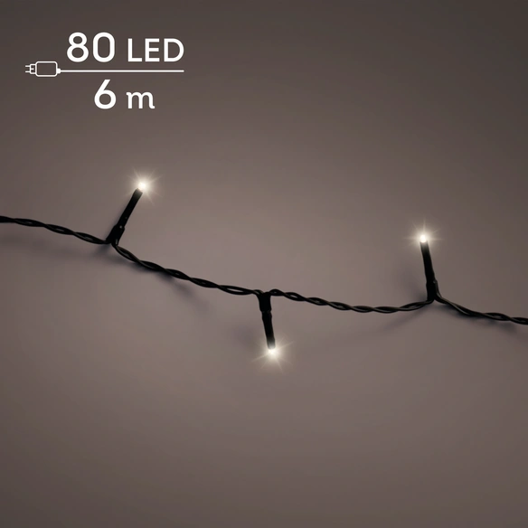 Lichterkette, 6 m 80 L schw. Kabel ww mit Timer Dimmer