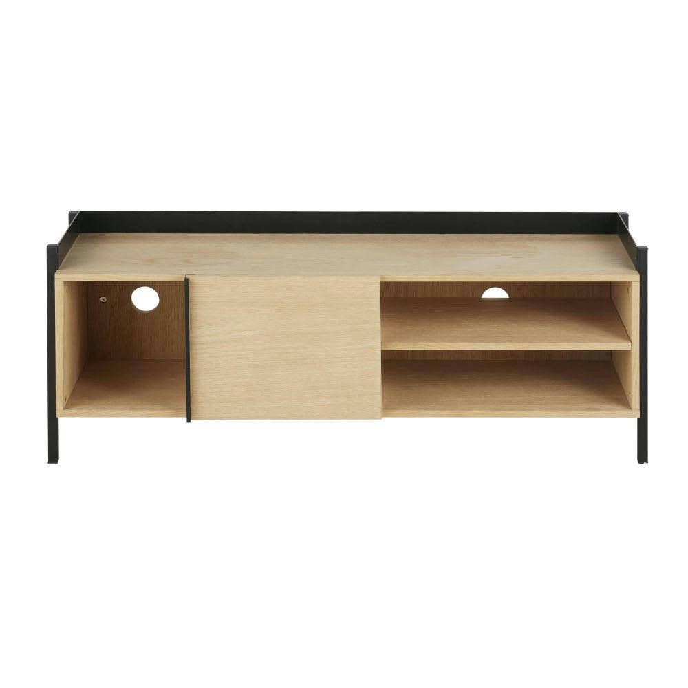 Mudo - Meuble TV 1 porte et métal noir