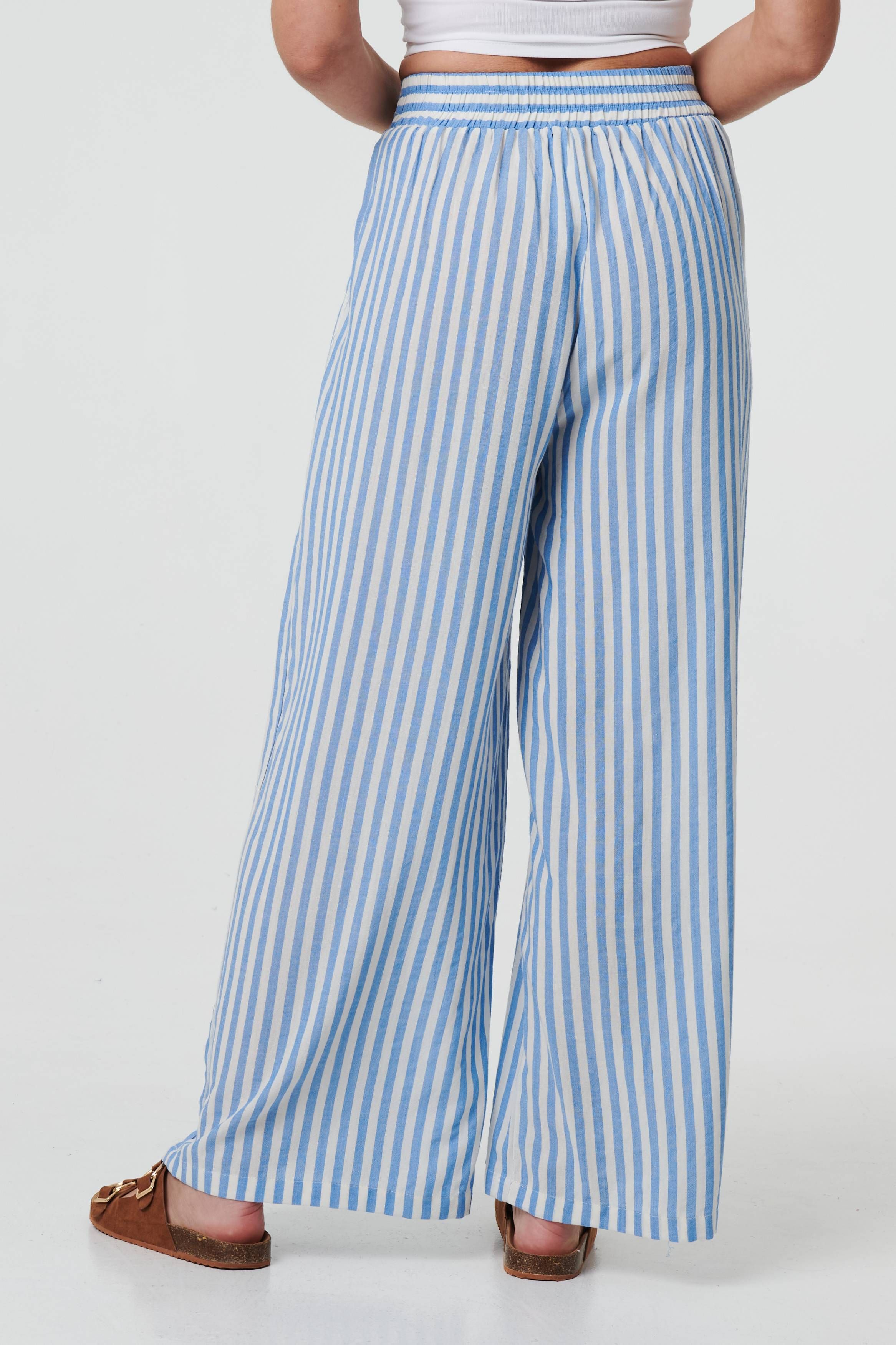 Izabel London Striped High Waist Wide Leg Trousers