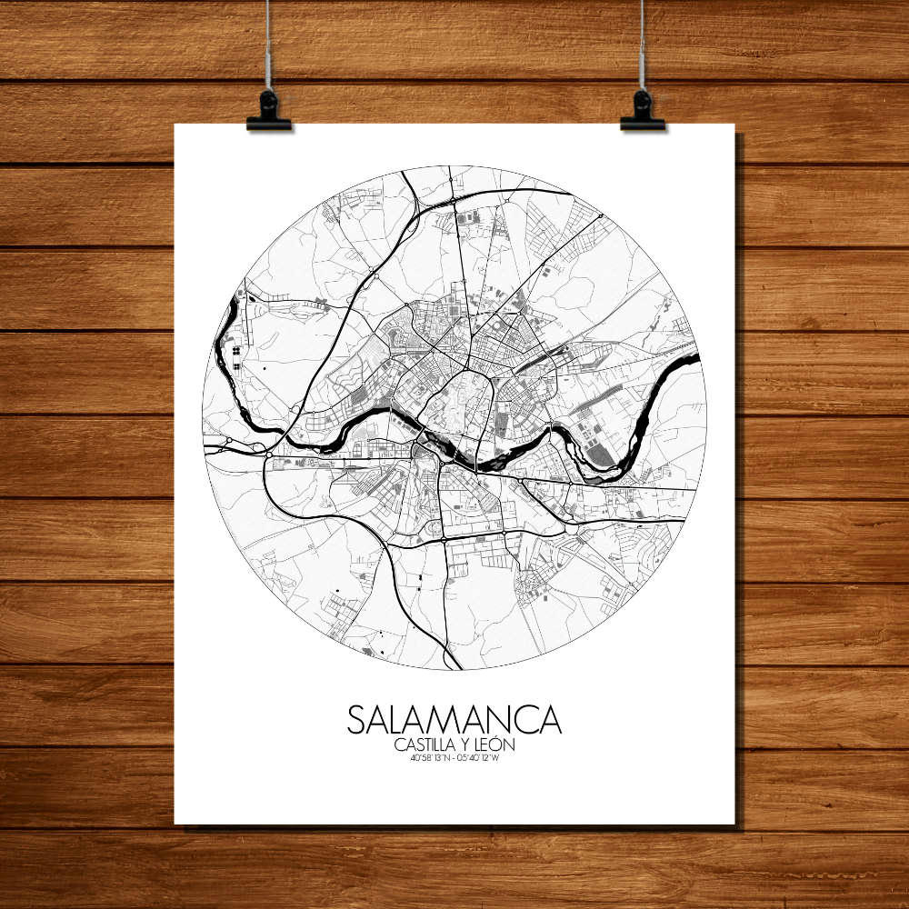 - Affiche Salamanque Carte ronde 40x50