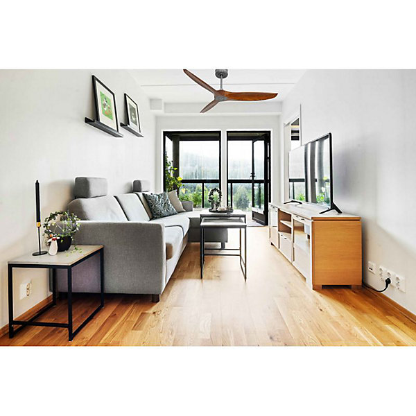 Bolt chrome, Ventilateur déstratificateur d'air, pales bois sombres 132 Cm, moteur chrome sans lumière .