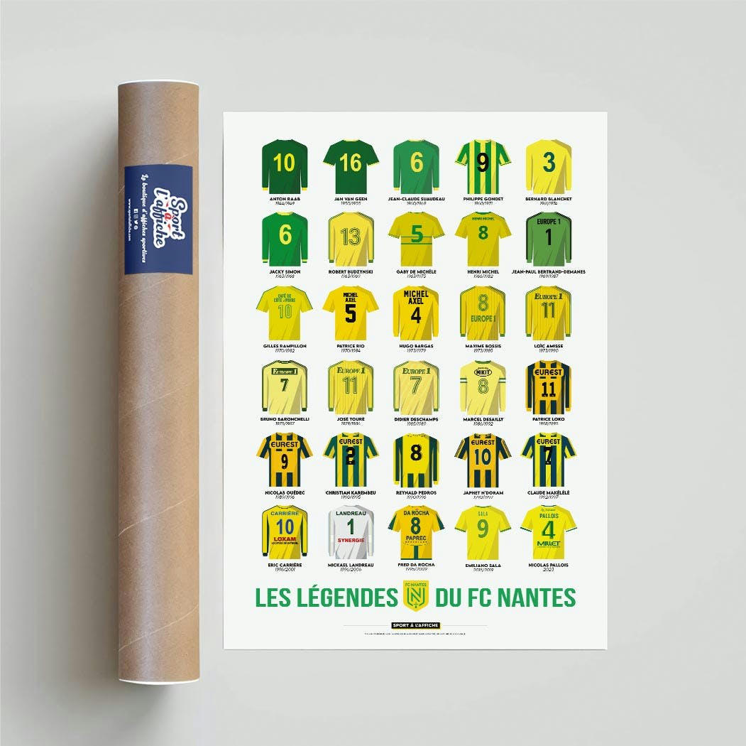 FOOTBALL - Affiche Foot - FC Nantes - Les légendes du FC Nantes 40x60 cm